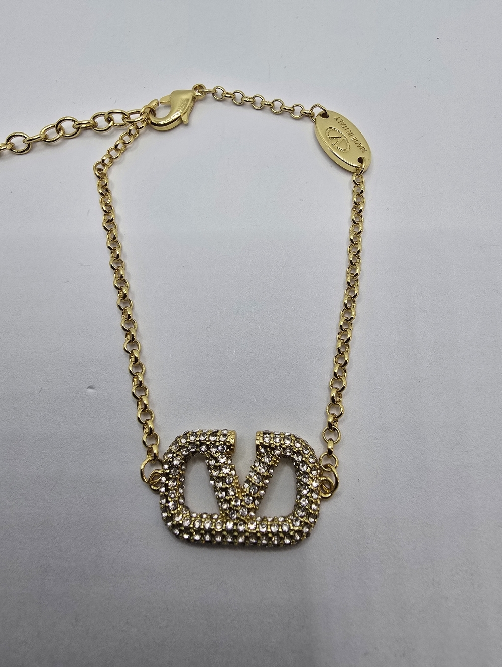 Valentino V-Logo Signature Bracelet in metal and Crystals